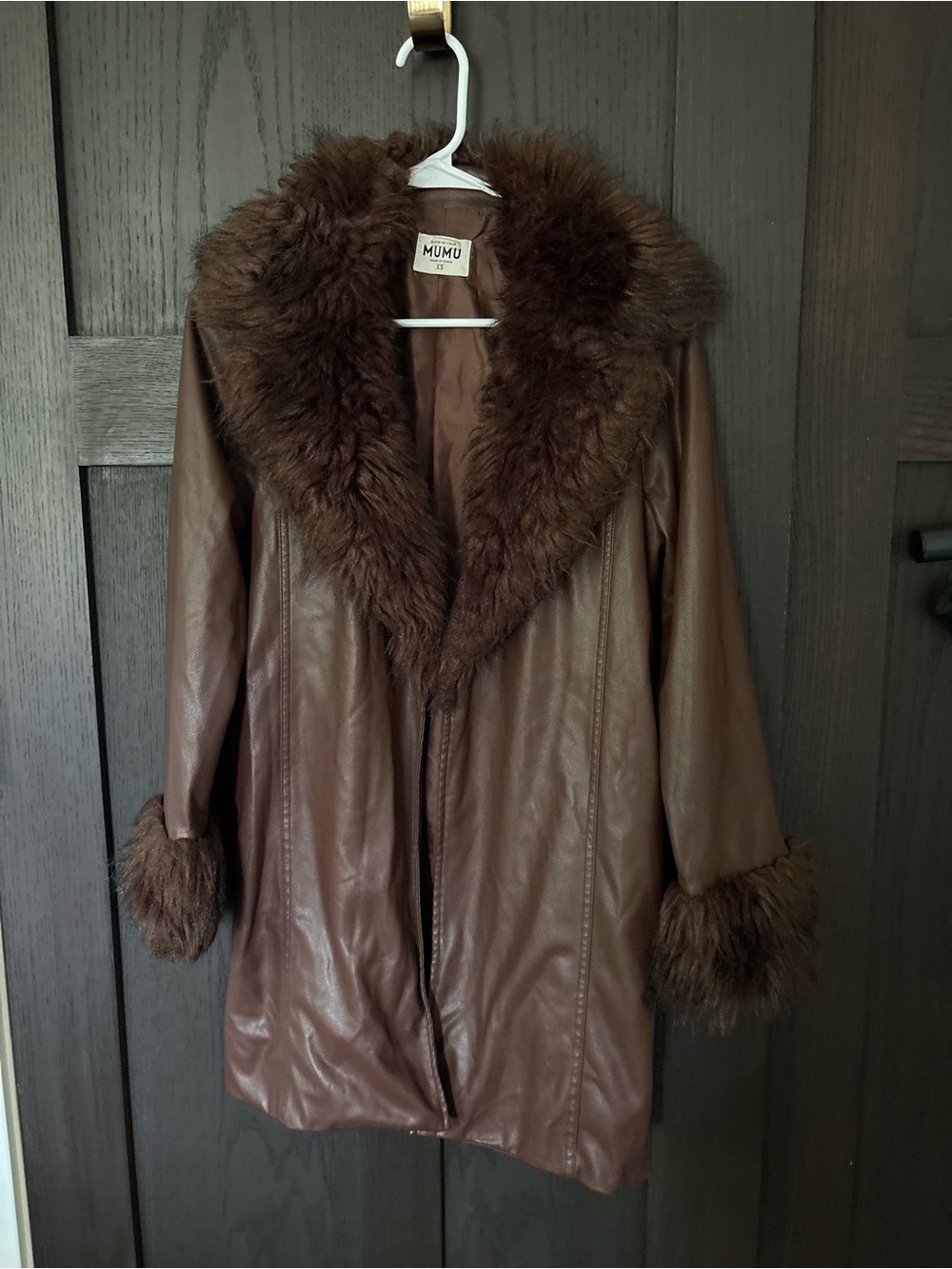 Show me your mumu penny lane faux leather jacket in chocolate